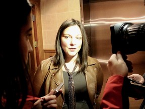 Fort Rouge-East Fort Garry councillor Sherri Rollins addresses media.