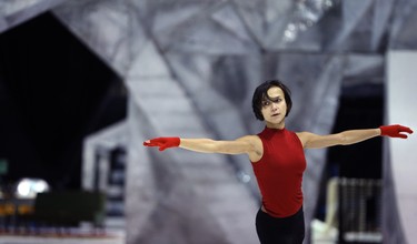 A skater rehearses for Crystal, a Cirque du Soleil production that combines aerial acrobatics with figure skating, at Bell MTS Place in Winnipeg on Wed., Oct. 3, 2018. The show runs from Oct. 3-7. Kevin King/Winnipeg Sun/Postmedia Network