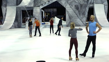 Skaters rehearse for Crystal, a Cirque du Soleil production that combines aerial acrobatics with figure skating, at Bell MTS Place in Winnipeg on Wed., Oct. 3, 2018. The show runs from Oct. 3-7. Kevin King/Winnipeg Sun/Postmedia Network