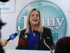 Mayoral candidate Jenny Motkaluk discusses her plan to combat the meth crisis in Winnipeg, at her campaign office on Strauss Drive, on Thurs., Oct. 4, 2018. Kevin King/Winnipeg Sun/Postmedia Network