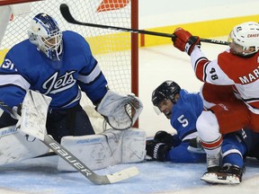 Backup goalie Laurent Brossoit gets the start between the pipes for the Jets against the Arizona Coyotes.