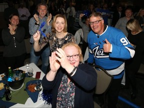 Brian Bowman supporters cheer after Bowman was projected the winner at the Metropolitan Entertainment Centre in downtown Winnipeg on Wed., Oct. 24, 2018. Kevin King/Winnipeg Sun/Postmedia Network