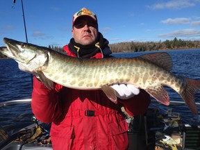 Justin Stapon shows off a 38-inch musky.
