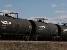 Tanker cars idle at the Resources Road rail yard on Monday, April 13, 2015, in Grande Prairie.