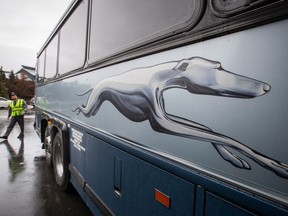 Greyhound bus driver Brent Clark, who has been with the company since 1983, does a walk-around before moving the bus to a parking lot after arriving in Whistler, B.C., from Vancouver on Wednesday October 31, 2018. Clark was parking the bus for the day before driving the return trip to Vancouver at 5 p.m., his last passenger route for Greyhound Canada as service in B.C., Alberta, Saskatchewan and Manitoba was being eliminated at midnight. He said he's staying on with the company until mid-November repositioning buses from Vancouver to Ontario.