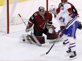 Logan Shaw (shown here with the Montreal Canadiens) scored three to propel the Manitoba Moose to victory Wednesday.