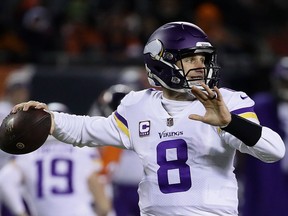 Quarterback Kirk Cousins of the Minnesota Vikings looks to pass the football against the Chicago Bears at Soldier Field on November 18, 2018 in Chicago. (Jonathan Daniel/Getty Images)