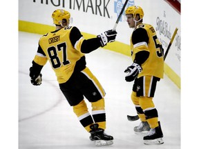 Pittsburgh Penguins' Sidney Crosby (87) has five points in three games since coming back from a three-game injury absence. Meanwhile linemate Jake Guentzel (59) is coming off a hat-trick against Columbus.