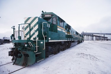 The first train in 18 months to arrive on a repaired line is photographed in Churchill, Manitoba Thursday, November 1, 2018. Prime Minister Justin Trudeau visited Churchill today to announce the opening of the railway and the Port of Churchill. THE CANADIAN PRESS/John Woods
