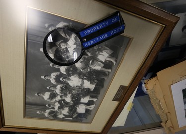 A photograph of war hero Agnes Wilkie of Carman, Man., the only nurse killed by enemy action in the Second World War, is highlighted at the Misericordia Education & Research Centre in Winnipeg, on Wed., Nov. 7, 2018. Kevin King/Winnipeg Sun/Postmedia Network