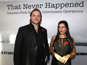 Director Ryan Boyko and producer Diana Cofini meet the public after the screening of documentary That Never Happened: Canada's First National Internment Operations at the Canadian Museum for Human Rights in Winnipeg on Sunday.