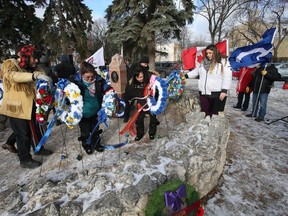 A ceremony took place at Louis Riel's grave, in Winnipeg today.  Riel, Manitoba's first Premier, and Metis leader during the Red River and North-West Resistances was put to death by police on November 16, 1885, in what is now Regina. Friday, November 16/2018 Winnipeg Sun/Chris Procaylo/stf