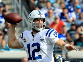 Andrew Luck guides the Indianapolis Colts against division rival Houston on Sunday. (GETTY IMAGES)