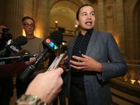 Manitoba NDP leader Wab Kinew spoking to media in Winnipeg  Friday, December, 14/2018 Winnipeg Sun/Chris Procaylo/stf