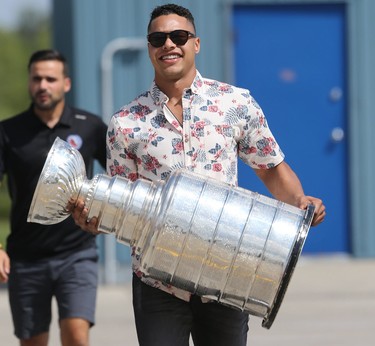 YR Year End. NHL champion Madison Bowey showed up at Varsity ViewCommunity Club, in Winnipeg, with The Stanley Cup.    Saturday, July 28/2018 Winnipeg Sun/Chris Procaylo/stf