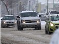 Winnipeg roads during a snowfall.