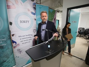 George Robinson CEO of RavenQuest talked to media in Winnipeg about recalled marijuana at licensed producer Bonify.  Thursday, December, 27/2018 Winnipeg Sun/Chris Procaylo/stf