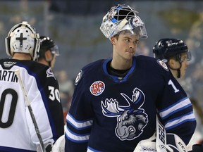 Manitoba Moose goaltender Eric Comrie turned aside 37 shots as the Moose topped the San Antonio Rampage 4-1 on Saturday.