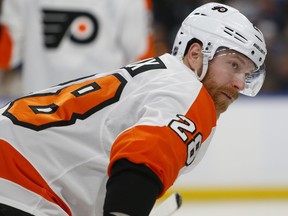 Philadelphia Flyers forward Claude Giroux has eight goals and 27 points in 27 games against the Jets.