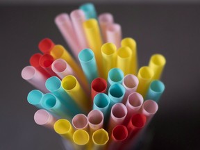 Plastic straws are pictured in North Vancouver, B.C. on Monday, June 4, 2018. A Winnipeg institution is going green.The newest Salisbury House restaurant on Lombard Avenue opens today and it's the chain's first location to ban single use plastic items.The company says its other eight restaurants in Alberta are to ban plastic sometime next year, replacing the items with biodegradable options.