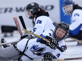People played sledge hockey at Dakota Community Centre in Winnipeg on Tuesday. Winnipeg Sun/Chris Procaylo