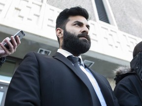 Jaskirat Singh Sidhu leaves provincial court in Melfort, Sask., Tuesday, January, 8, 2019. Sidhu, the driver of a transport truck involved in a deadly crash with the Humboldt Broncos junior hockey team's bus, has pleaded guilty to all charges against him.