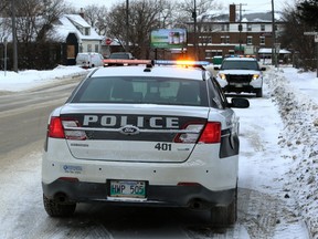 Police vehicles hold the scene of a serious incident on Nairn Avenue near Allan Street in Winnipeg on Wed., Jan. 2, 2019. Kevin King/Winnipeg Sun/Postmedia Network