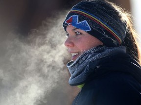 Steam pours off of Giselle Sala following a run in very cold weather in Winnipeg recently.
Chris Procaylo/Winnipeg Sun