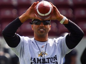 Orlondo Steinauer during Hamilton Tiger-Cats mini-camp at Ron Joyce Stadium on the campus of McMaster University in Hamilton on Monday, April 28, 2014. (Dave Abel/Toronto Sun)