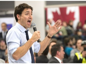 Prime Minister Justin Trudeau answers questions during a town hall meeting Friday, January 18, 2019 in St. Hyacinthe, Que.