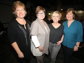 From the left; Lynn Fallis, Caroline Hunter, Karen Tresoor,and Karen Fallis.  This group of people were among the inductees to the Manitoba Curling Hall of Fame announced in Winnipeg today.  Tuesday January 222019 Winnipeg Sun/Chris Procaylo/stf