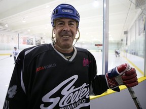 Randy Gilhen, who had two different stints with the Winnipeg Jets, poses for a photograph before a game at the Canlan Ice Sports facility on Ellice Avenue in Winnipeg on Mon., Jan. 28, 2019. Kevin King/Winnipeg Sun/Postmedia Network