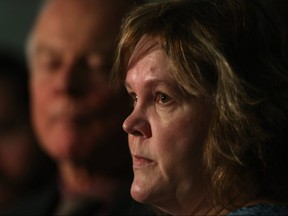 Manitoba Liberal Health Critic, Jon Gerrard (left) with Kathryn Braun, daughter of George Myer, 81, in Winnipeg. Chris Procaylo/Winnipeg Sun/Postmedia Network