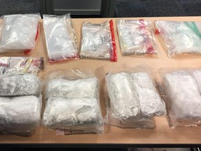 Display of meth seized by the Winnipeg Police Service earlier this year.