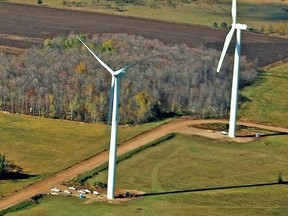 Wind turbines produce electricity.