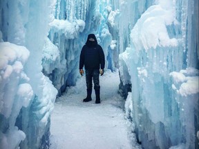 Musician Neil Young experiences the polar vortex in front of ice castles in Excelsior, Minn., on Lake Minnetoka. Young is coming to Winnipeg for a pair of shows: Sunday at the Burton Cummings Theatre and Monday at the Centennial Concert Hall.