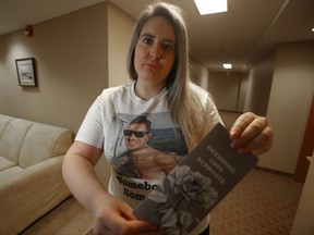 Rebecca Rummery’s boyfriend, Rob Ashley, died thirteen months ago from a overdose. She, along with Arlene Last-Kolb, a mother of who lost her son to a fentanyl overdose in 2014, have created a brochure aimed at helping victims’ families and friends find support.  Chris Procaylo/Winnipeg Sun
