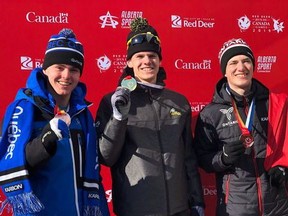 Winnipeg's Tyson Langelaar shows of his fourth gold medal of the 2019 Canada Games from the long track speed skating mass start event on Thursday, February 21, 2019.
Sport Manitoba handout