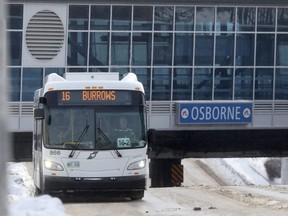Winnipeg Transit bus heads down Osborne Street.
