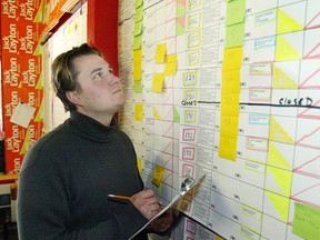 NDP candidate for Winnipeg South Centre Mark Wasyliw checks his riding's poll list on the last day before the 2006 federal election. A Winnipeg School Division trustee, Wasyliw has told the Winnipeg Labour Council he will seek the NDP nomination in the Fort Garry seat in Winnipeg.