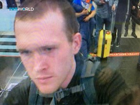 This image taken from CCTV video obtained by the state-run Turkish broadcaster TRT World and released March 16, 2019, shows Brenton Tarrant, the man suspected in the New Zealand mosque attacks, as he arrives in March 2016 at Istanbul's Ataturk International airport in Turkey.