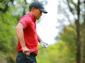 Tiger Woods bends his club on the 16th hole during the final round of World Golf Championships-Mexico Championship at Club de Golf Chapultepec in Mexico City on Feb. 24, 2019.