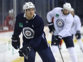 Par Lindholm skates during Winnipeg Jets practice at Bell MTS Place in Winnipeg on Thurs., Feb. 28, 2019. Kevin King/Winnipeg Sun/Postmedia Network