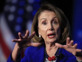 In this March 8, 2019, photo, House Speaker Nancy Pelosi of Calif., speaks at the Economic Club of Washington in Washington.