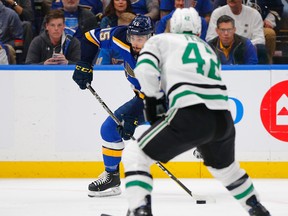 St. Louis Blues' Robby Fabbri scores against the Dallas Stars on Thursday night. (GETTY IMAGES)