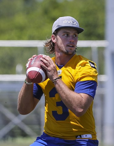 Winnipeg Blue Bombers quarterback Kevin Anderson (3) passes during a team mini - camp at IMG Academy in Bradenton Florida on Wednesday, April 24, 2019.

Photo by Tom O'Neill