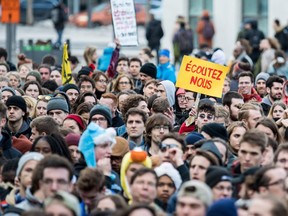 Thousands of young protesters flood the streets of Montreal during the march for climate, on March 15, 2019. In the coming federal election, "youth and Millennials will be voting for real climate action, not rhetoric," Marina Melanidis writes.