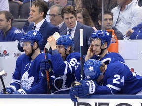 Leafs coach Mike Babcock looks on during the final minutes of their Game 6 loss to Boston on Sunday. THE CANADIAN PRESS