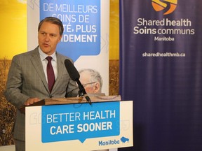 Health Minister Cameron Friesen announces an $8-million scheduling upgrade planned for several health facilities on Monday, April 29, 2019.
Joyanne Pursaga/Winnipeg Sun/Postmedia Network