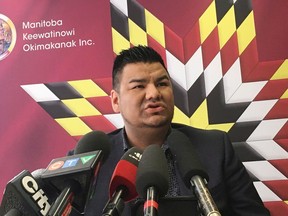 York Factory First Nation Chief Leroy Constant speaks to media in Winnipeg on Friday, Sept. 7, 2018. The chief of a Manitoba First Nation says he hopes a senate committee will seriously listen to how resource development is linked to allegations of physical and sexual violence in his community.